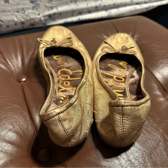 Sam Edelman Gold Leather Ballet Flats Size 6 - Picture 7 of 9